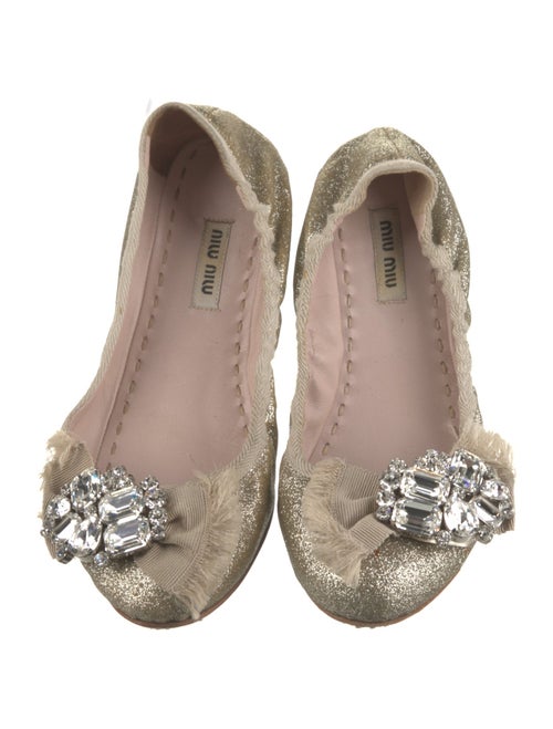 Miu Miu Canvas Bow Accents Ballet Flats
