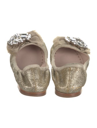 Miu Miu Canvas Bow Accents Ballet Flats