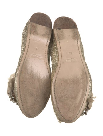 Miu Miu Canvas Bow Accents Ballet Flats