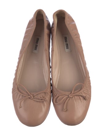 Miu Miu Leather Bow Accents Ballet Flats