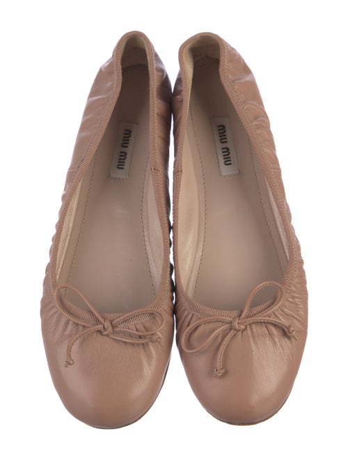 Miu Miu Leather Bow Accents Ballet Flats