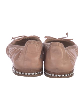 Miu Miu Leather Bow Accents Ballet Flats