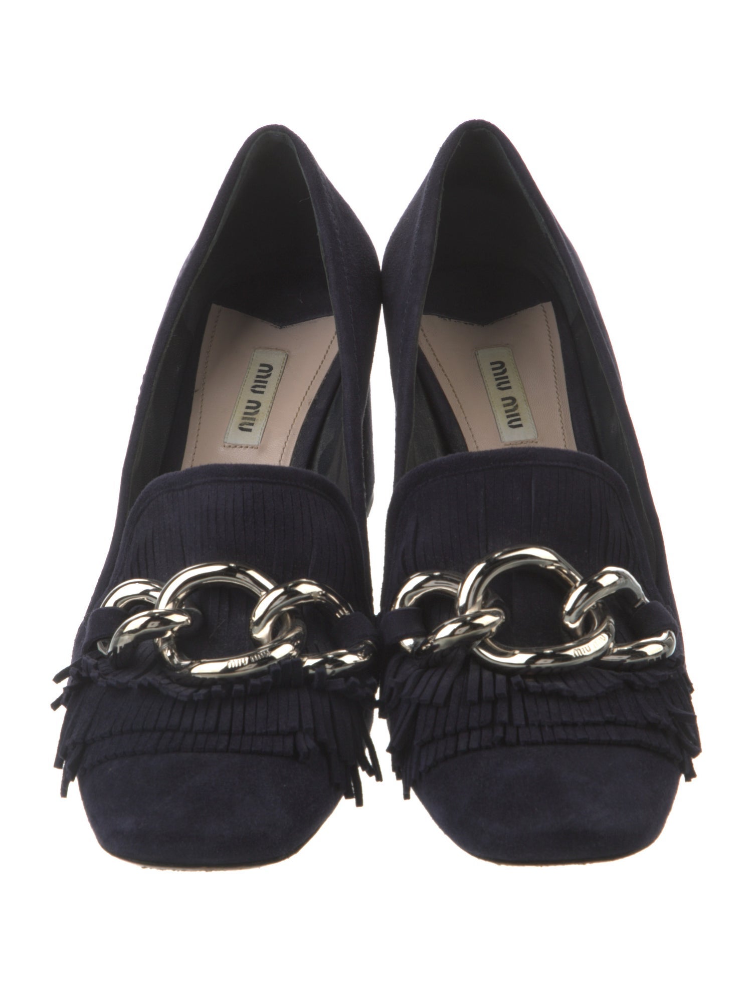 Miu Miu Suede Chain-Link Accents Pumps