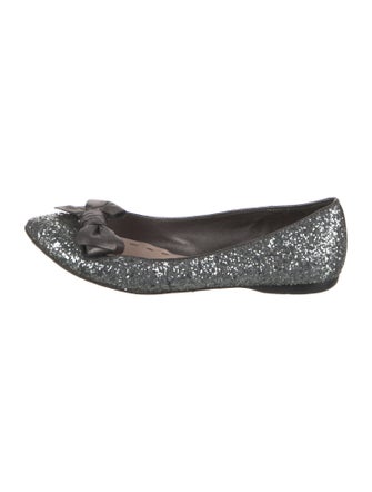 Miu Miu Glitter Bow Accents Ballet Flats