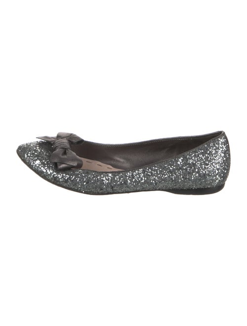 Miu Miu Glitter Bow Accents Ballet Flats