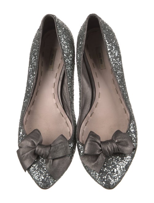 Miu Miu Glitter Bow Accents Ballet Flats
