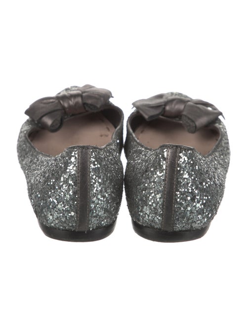 Miu Miu Glitter Bow Accents Ballet Flats