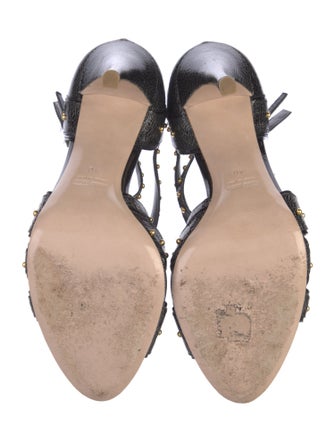 Miu Miu Patent Leather Studded Accents Sandals