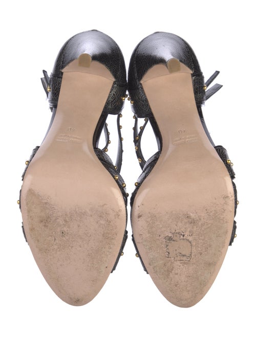 Miu Miu Patent Leather Studded Accents Sandals