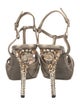 Miu Miu Leather Crystal Embellishments T-Strap Sandals