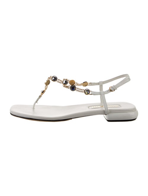 Miu Miu Leather Chain-Link Accents T-Strap Sandals