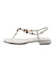 Miu Miu Leather Chain-Link Accents T-Strap Sandals