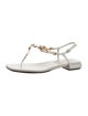 Miu Miu Leather Chain-Link Accents T-Strap Sandals