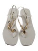 Miu Miu Leather Chain-Link Accents T-Strap Sandals