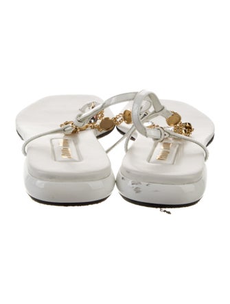 Miu Miu Leather Chain-Link Accents T-Strap Sandals