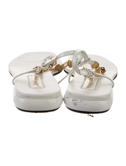 Miu Miu Leather Chain-Link Accents T-Strap Sandals