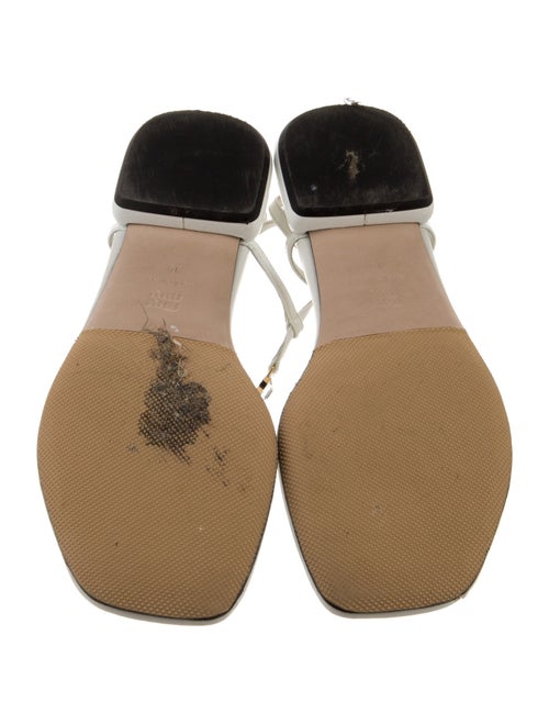 Miu Miu Leather Chain-Link Accents T-Strap Sandals