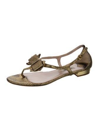 Miu Miu Leather T-Strap Sandals