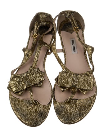 Miu Miu Leather T-Strap Sandals