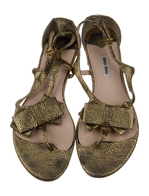 Miu Miu Leather T-Strap Sandals