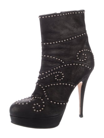 Miu Miu Leather Studded Accents Boots