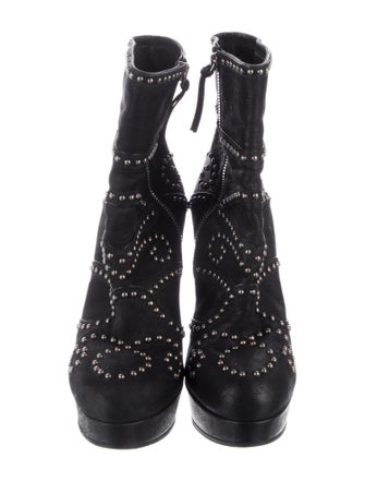 Miu Miu Leather Studded Accents Boots
