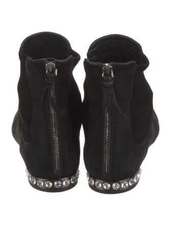 Miu Miu Suede Crystal Embellishments Chelsea Boots