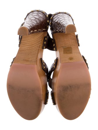 Miu Miu Crocodile Studded Accents Slingback Sandals