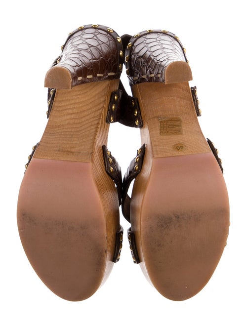 Miu Miu Crocodile Studded Accents Slingback Sandals