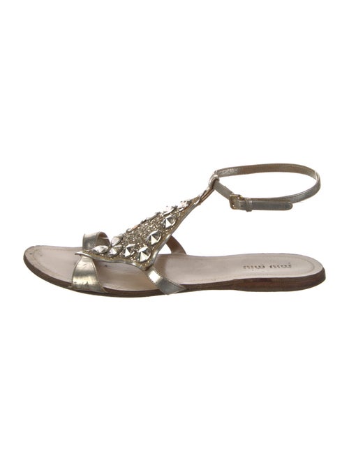 Miu Miu Leather Crystal Embellishments Sandals