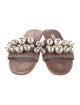 Miu Miu Faux Pearl Accents Velvet Slides
