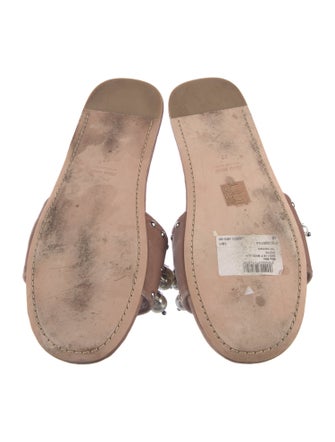 Miu Miu Faux Pearl Accents Velvet Slides