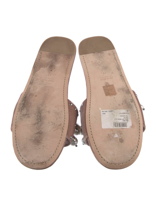 Miu Miu Faux Pearl Accents Velvet Slides
