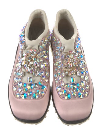 Miu Miu Satin Crystal Embellishments Sneakers