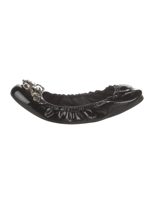 Miu Miu Patent Leather Crystal Embellishments Ballet Flats