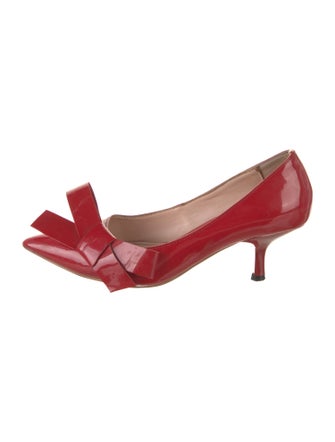 Miu Miu Patent Leather Bow Accents Pumps
