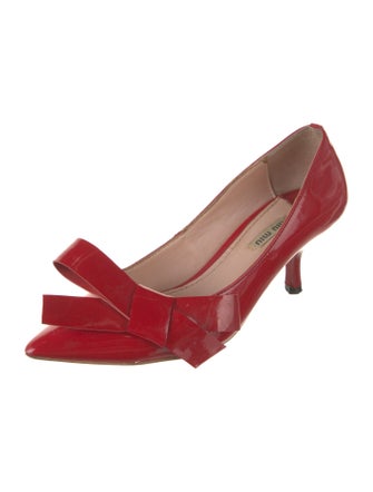 Miu Miu Patent Leather Bow Accents Pumps