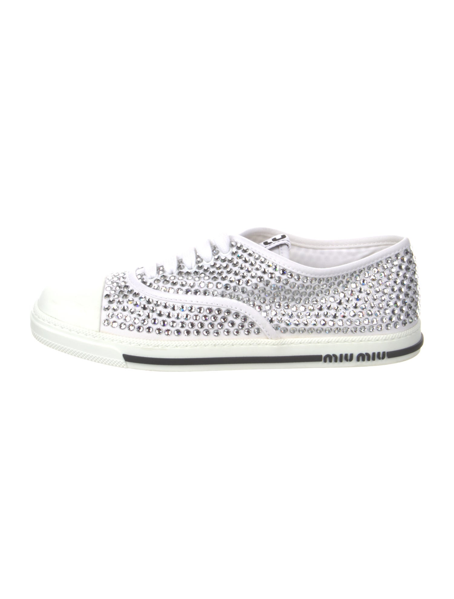 Miu Miu Canvas Crystal Embellishments Sneakers