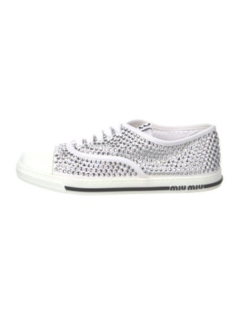 Miu Miu Canvas Crystal Embellishments Sneakers