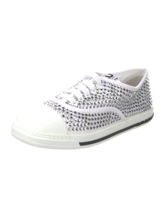 Miu Miu Canvas Crystal Embellishments Sneakers