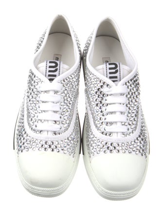 Miu Miu Canvas Crystal Embellishments Sneakers