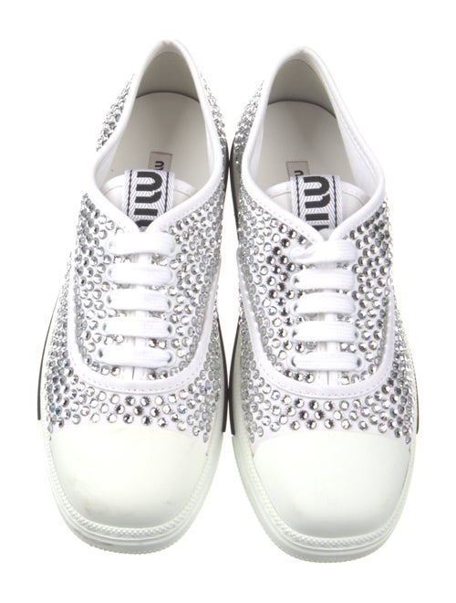 Miu Miu Canvas Crystal Embellishments Sneakers