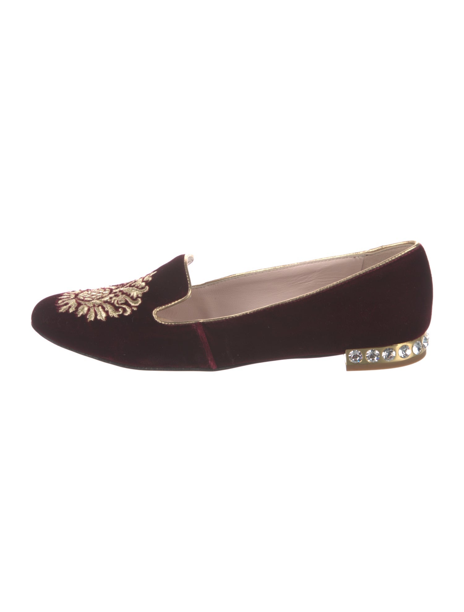 Miu Miu Velvet Crystal Embellishments Loafers