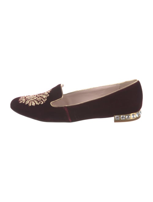 Miu Miu Velvet Crystal Embellishments Loafers