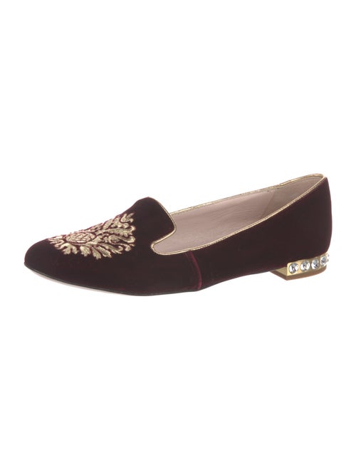 Miu Miu Velvet Crystal Embellishments Loafers