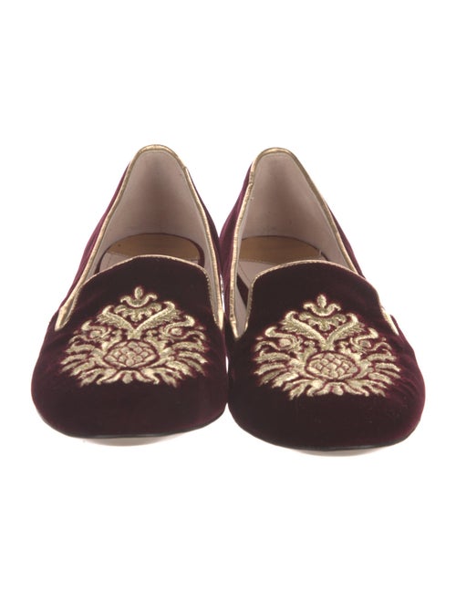 Miu Miu Velvet Crystal Embellishments Loafers