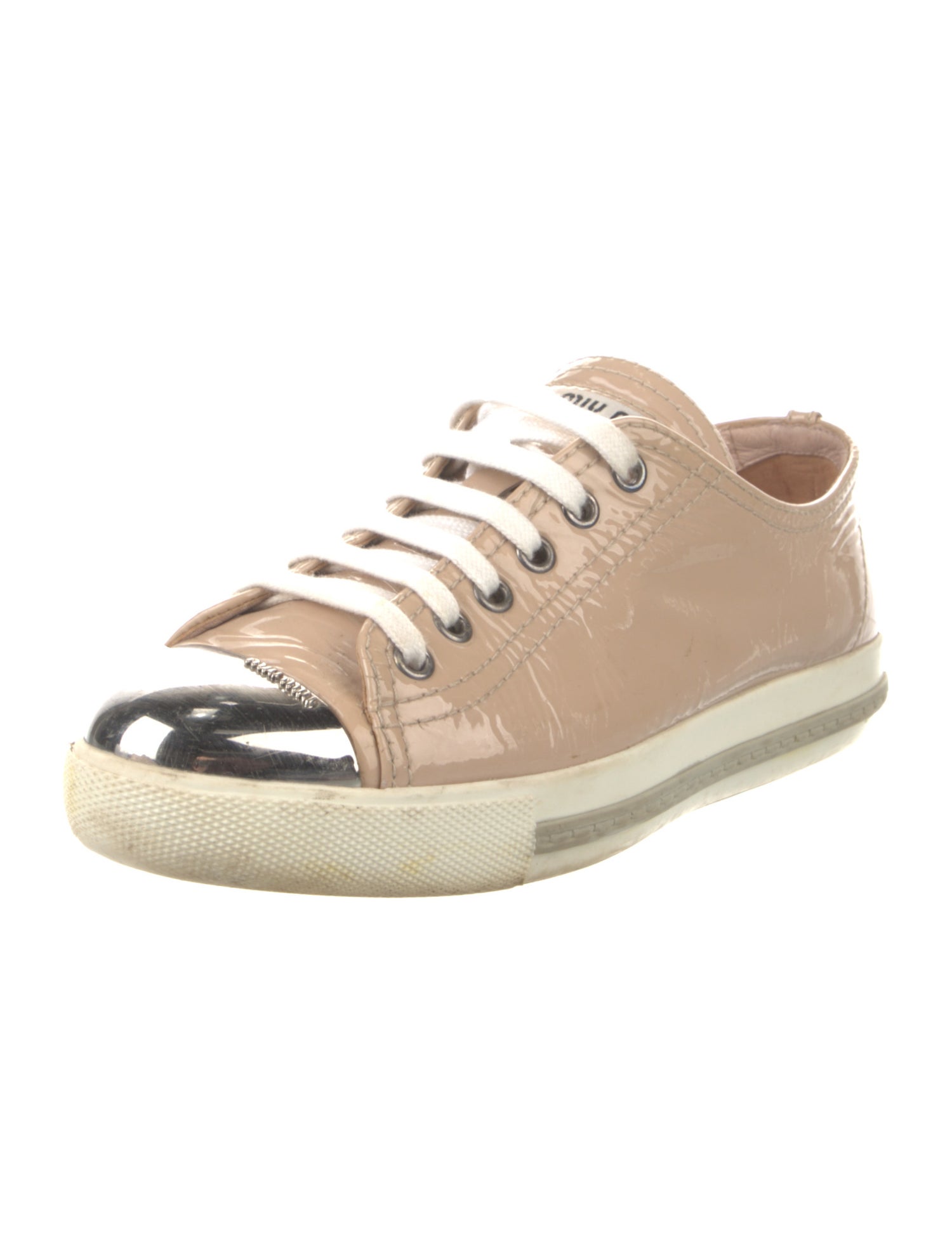 Miu Miu Patent Leather Crystal Embellishments Sneakers