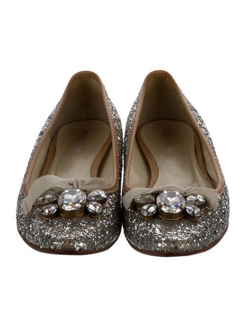 Miu Miu Glitter Bow Accents Flats