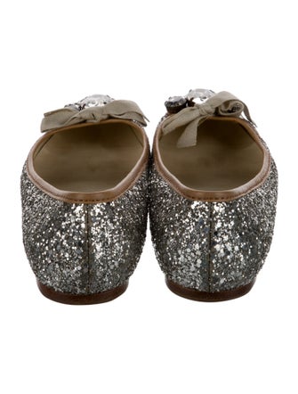 Miu Miu Glitter Bow Accents Flats