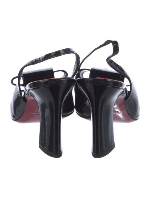 Miu Miu Patent Leather Bow Accents Slingback Pumps